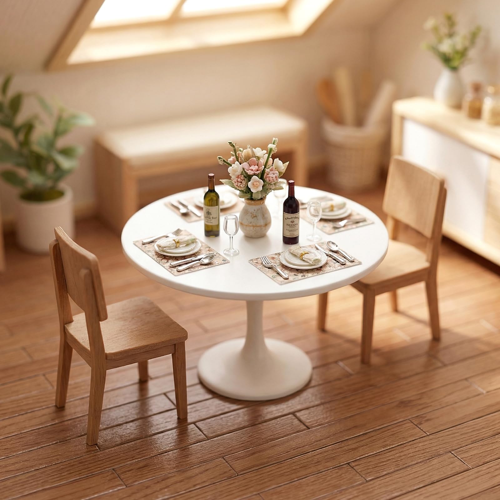 40 Pcs Miniature Dollhouse Flooring 1/12 Scale Self Adhesive Mini Floor Boards, Peel and Stick for Model Decor and DIY Realistic Room Projects