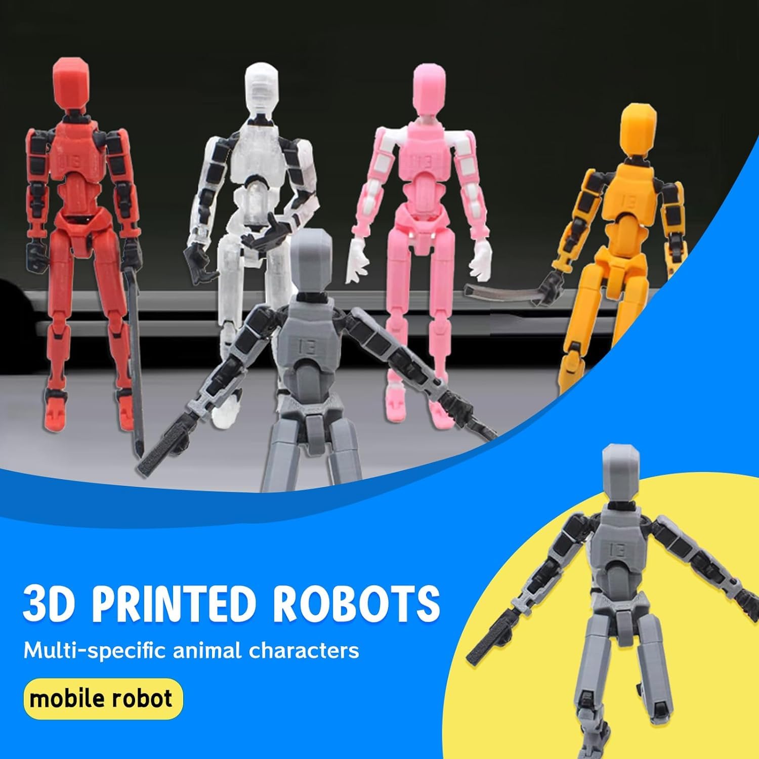 MerryXD T13 3D Action Figure,Assembly Completed Dummy Nova Titan Lucky 13 Action Figure 3D Printed Multi-Jointed Movable Toy Yellow