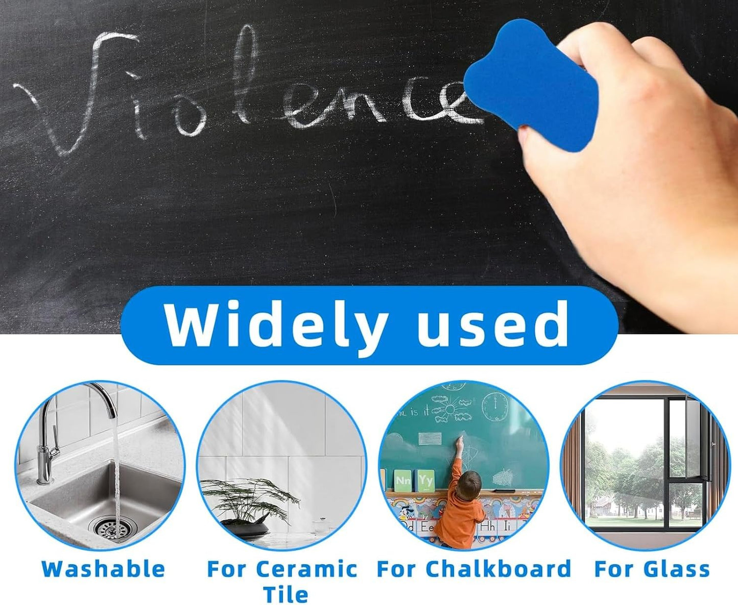 4PCS Dry Eraser Whiteboard Magnetic Erasers Mini Dry Board Erase for Teacher Home Kids Student Classroom