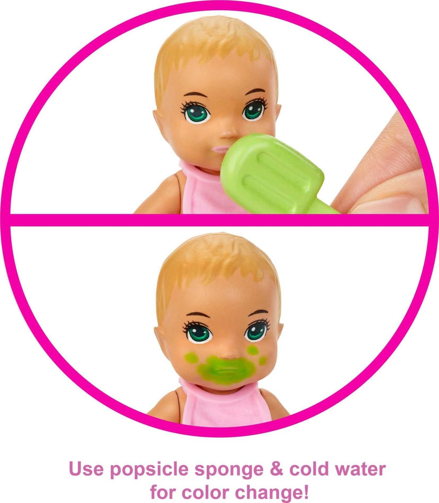 Barbie Skipper Babysitters Inc. Feeding and Bath-Time Playset with Color-Change Baby Doll, Bathtub, Popsicle Sponge and Bath-Time Accessories