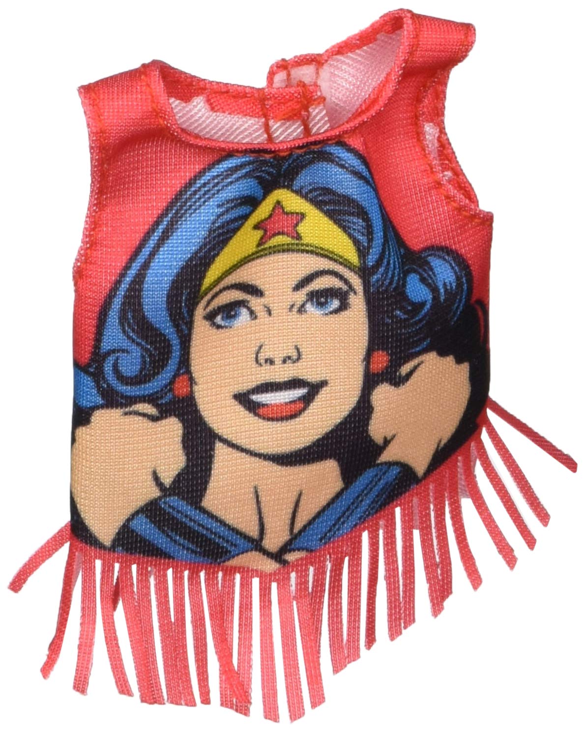 Barbie Clothes: Wonder Woman Character Top Dolls, Red Fringe Tank with Wonder Woman Graphic, Gift for 3 to 8 Year Olds