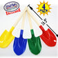Matty's Toy Stop 16.5" Wooden Mini Sand Shovels for Kids with Plastic Spade (Red, Blue, Green & Yellow) Complete Gift Set Party Bundle - 4 Pack