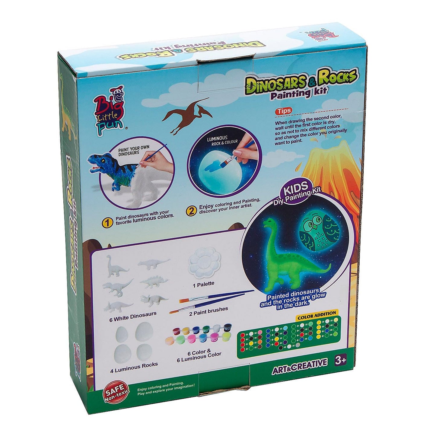 Fun Express DIY Glow in The Dark Dinosaur Sculpture and Rock Painting Kit for Kids, All in One Kids Craft Kit, Birthday and Everday Gifts, Great