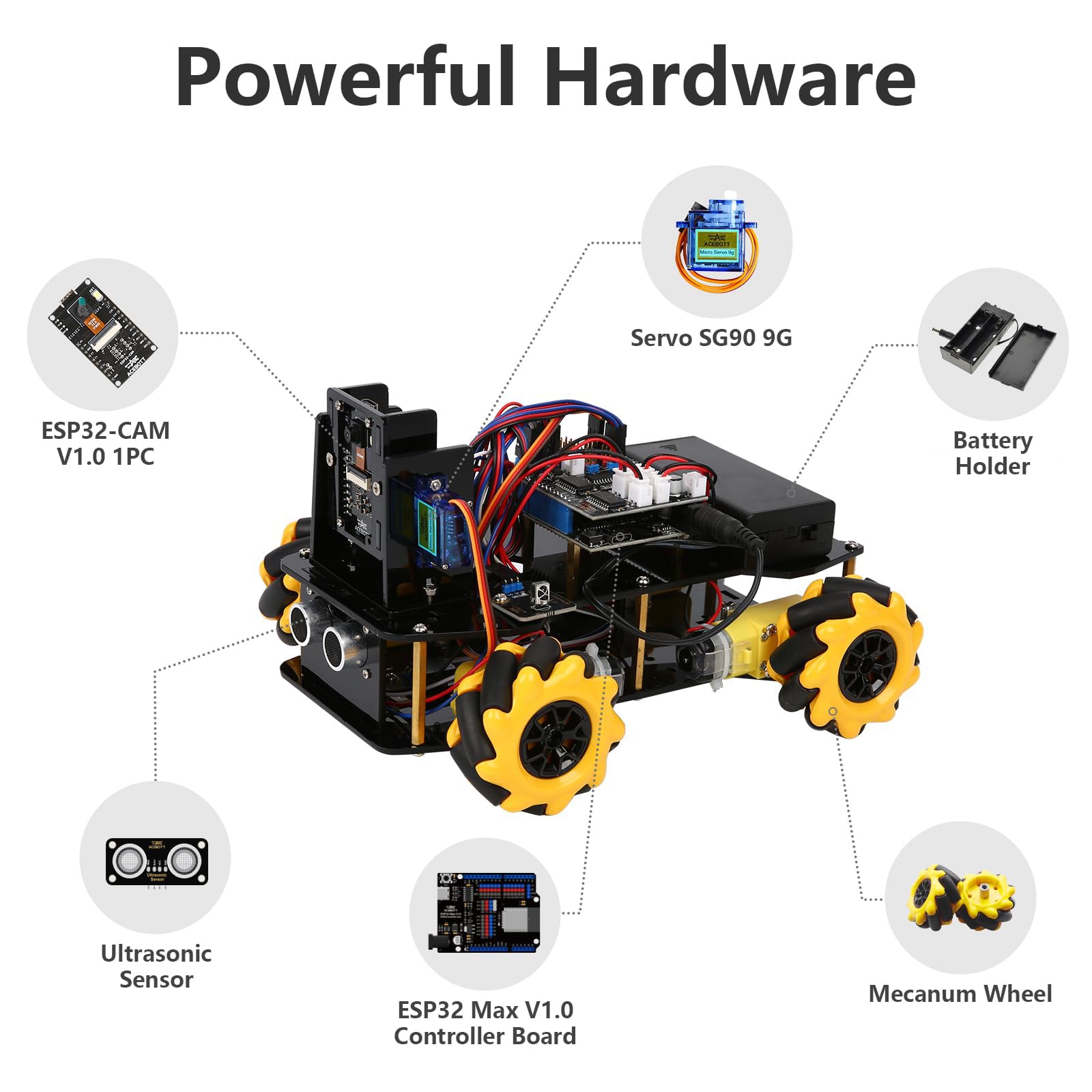 ACEBOTT Smart Robot Car Kit Compatible with Arduino, Robotics for Kids Ages 8-12 12-16, Electronic Programming Project/STEM Science Kits Coding Gifts