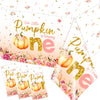 Pumpkin First Birthday Decorations for Girl - 3pcs Little Pumpkin is Turning One Tablecloth, Pumpkin Fall 1st Birthday Table Cover for First Birthday