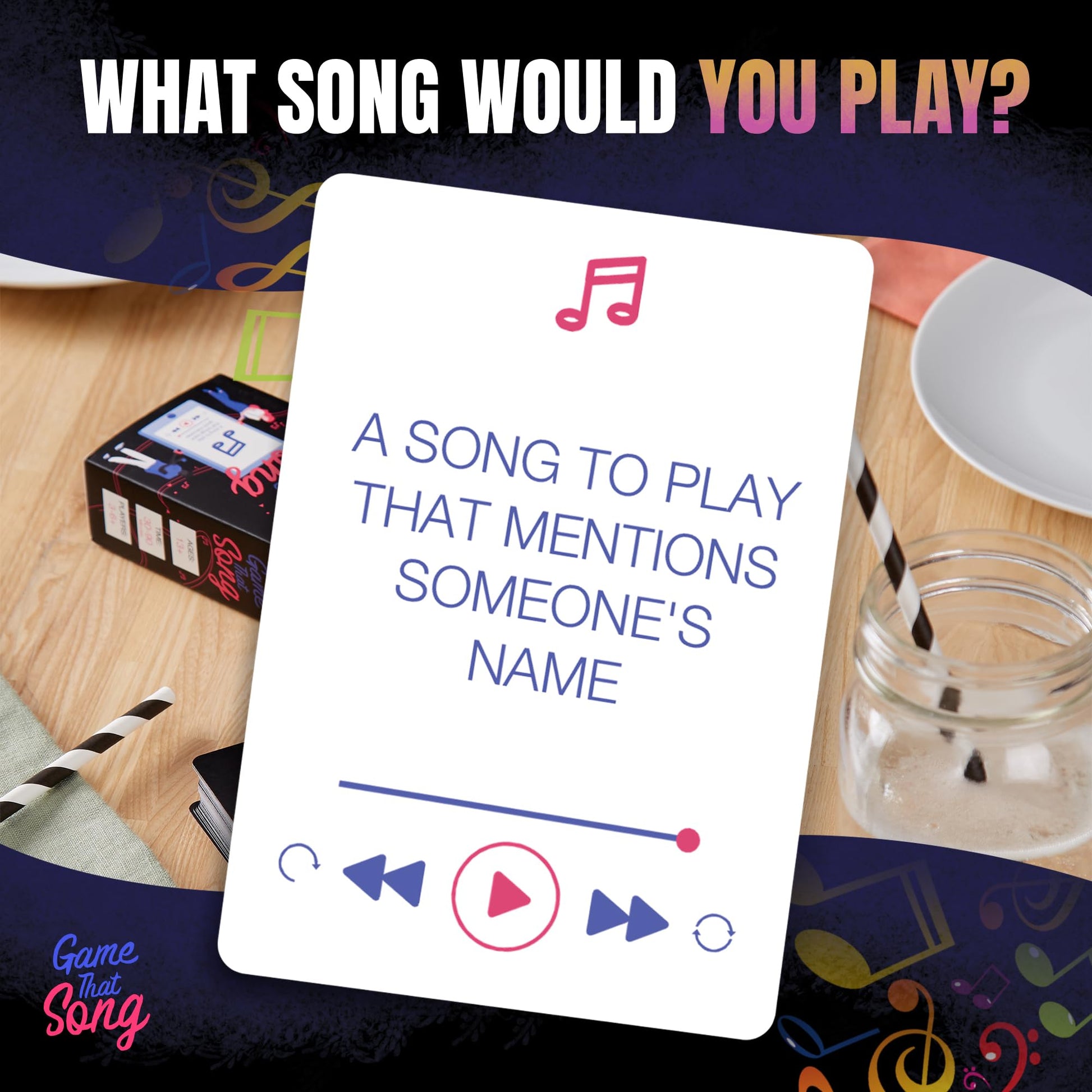 Game That Song - Music Party Game for Adults & Families | Card Game for Game Night | Compete to Play the Best Song | 3-6 Players or Groups
