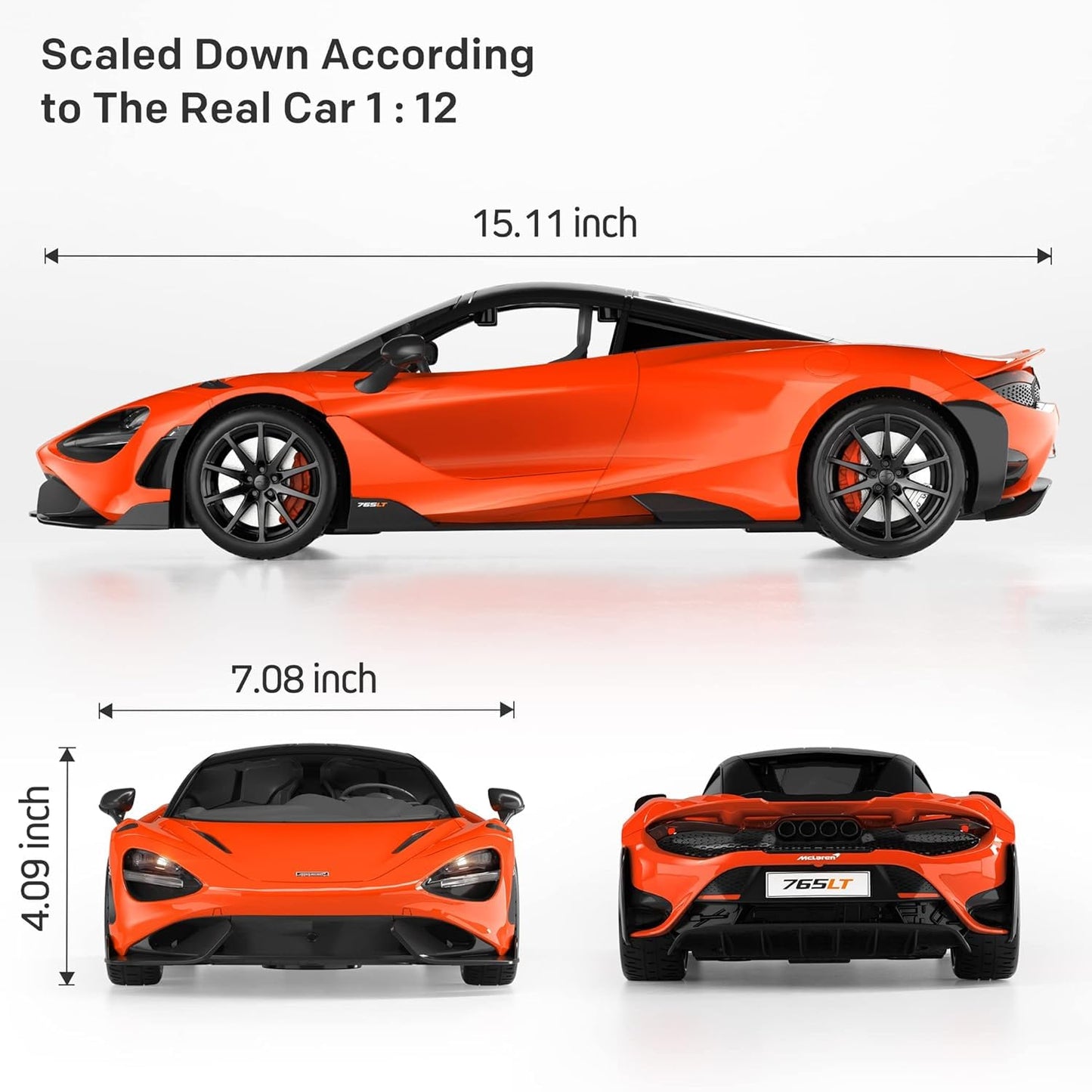 MIEBELY 1:12 Licensed McLaren 765LT RC Car 2.4G LED Toy for Kids Adults