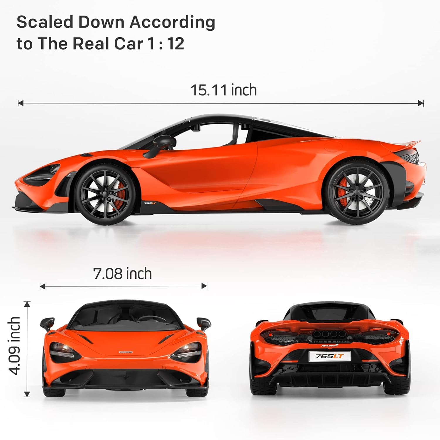 MIEBELY 1:12 Licensed McLaren 765LT RC Car 2.4G LED Toy for Kids Adults