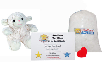 Stuffems Toy Shop Make Your Own Stuffed Animal Mini 8 Inch Puffy Lamb Kit - No Sewing Required!