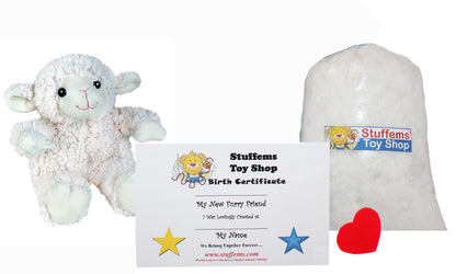 Stuffems Toy Shop Make Your Own Stuffed Animal Mini 8 Inch Puffy Lamb Kit - No Sewing Required!
