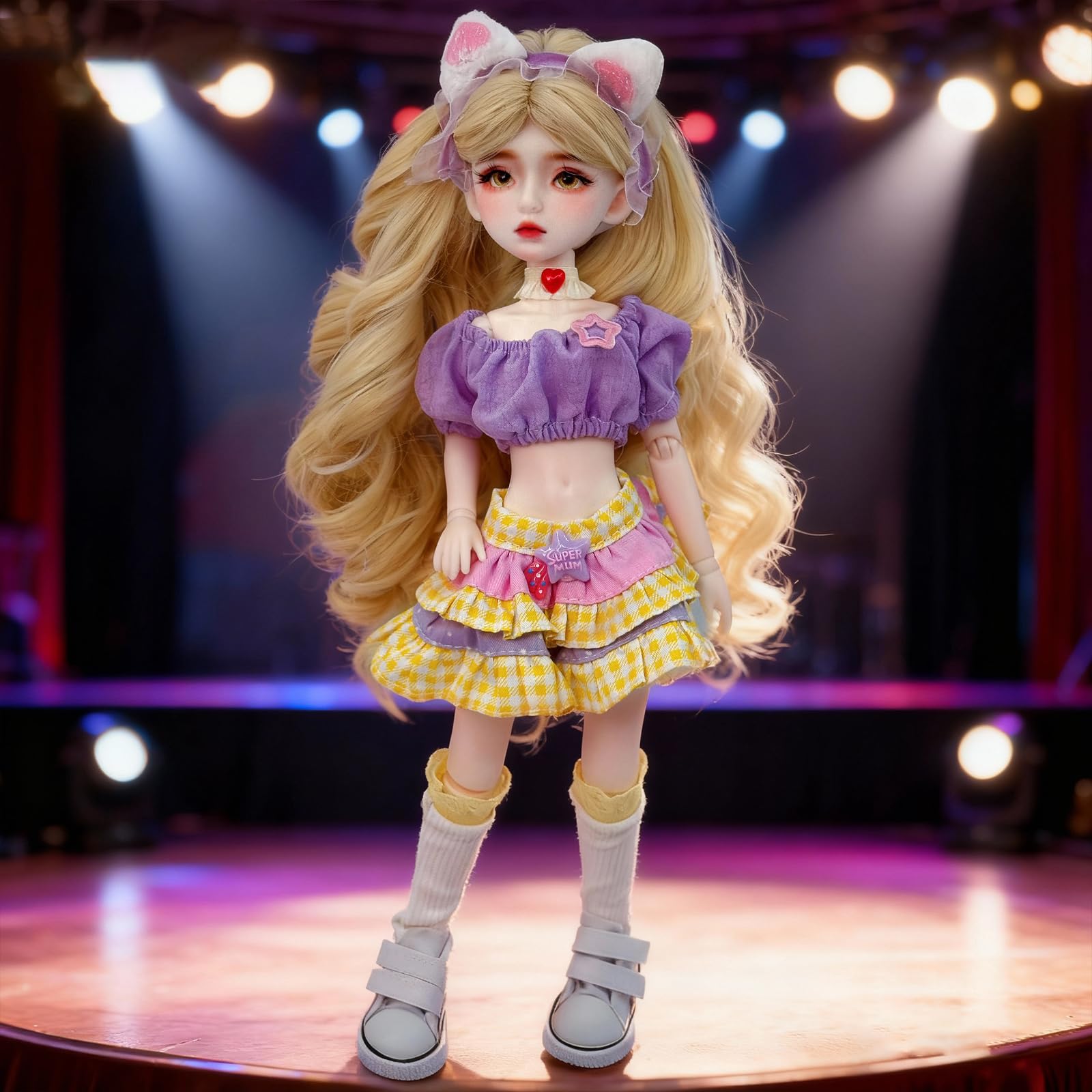 Linara 1/6 BJD Doll 12in Full Set with Dress Shoes Wig Makeup Christmas Birthday (Purple)