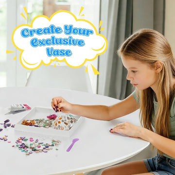 Kssiaz DIY Vase Mosaic Painting Kit, DIY Mosaic Arts and Craft Kits with Vase Flower Mosaic Accessories, Handmade Sticker Painting Gem Art Kit