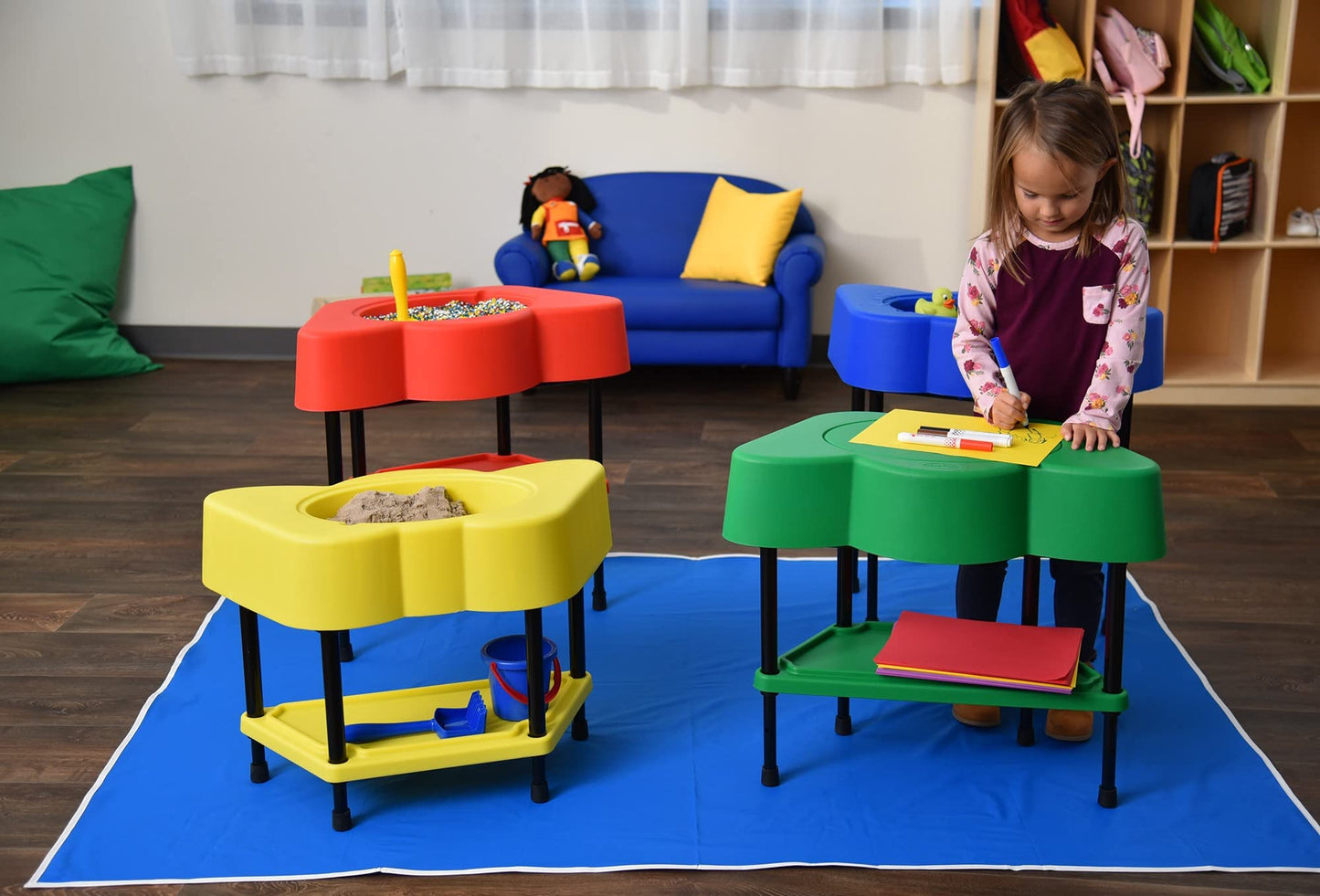 Children's Factory - AFB5100PY Toddler Sensory Table with Lid, Adjustable Height Sand & Water Indoor/Outdoor Play Equipment for Kids