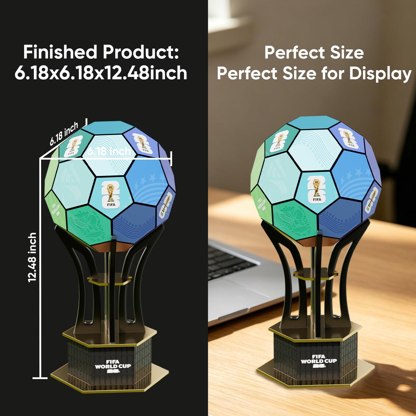 Officially Licensed FIFA World Cup 2026 3D Wooden Soccer Ball Puzzle, 165-Piece DIY Assembly Model Kit, Soccer Collectible Desk Decor for Home Office