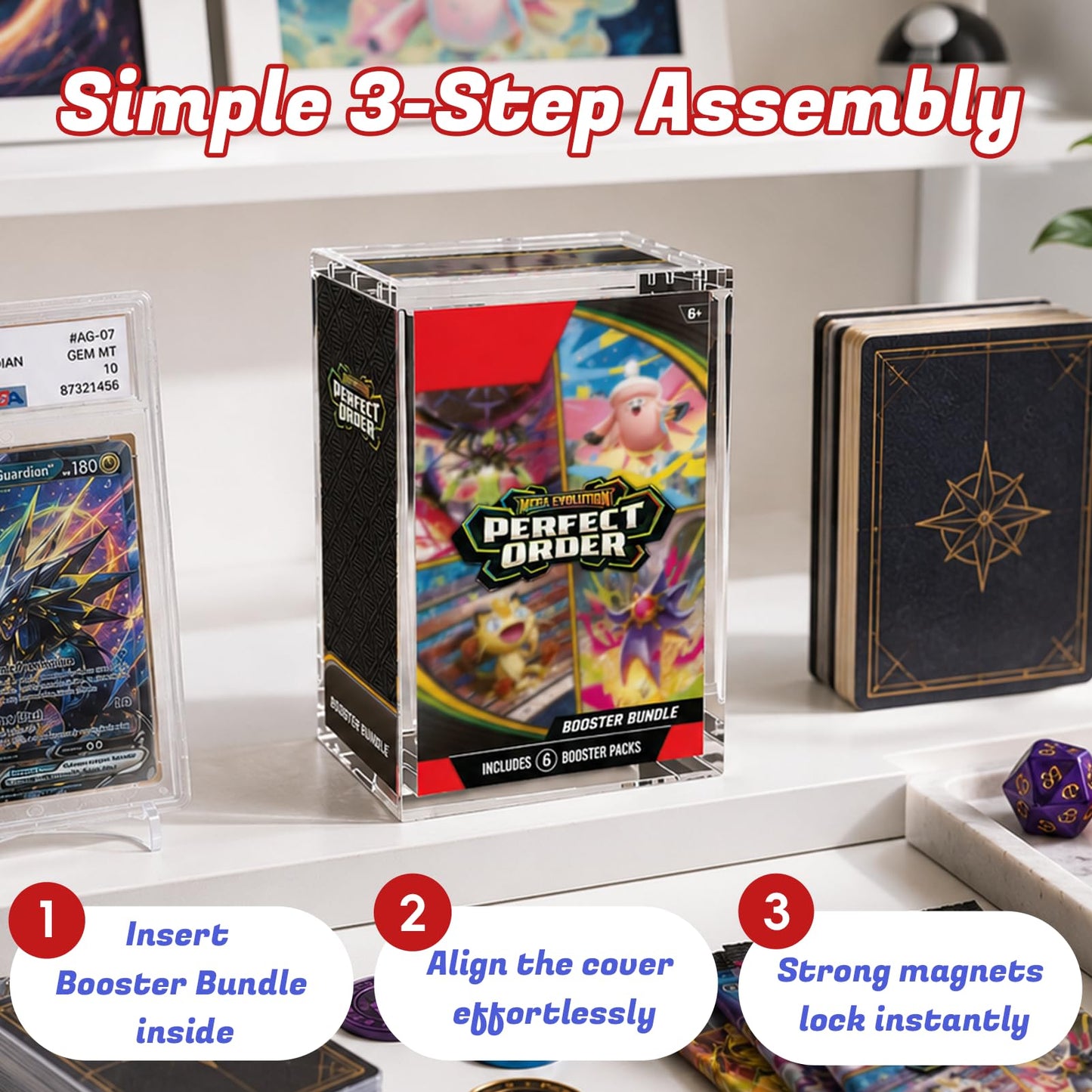 Booster Bundle Acrylic Case - Upgraded Taller Version for Perfect Order & Ascended Heroes, Magnetic Display Case, 5mm Thick Clear Acrylic Storage Box