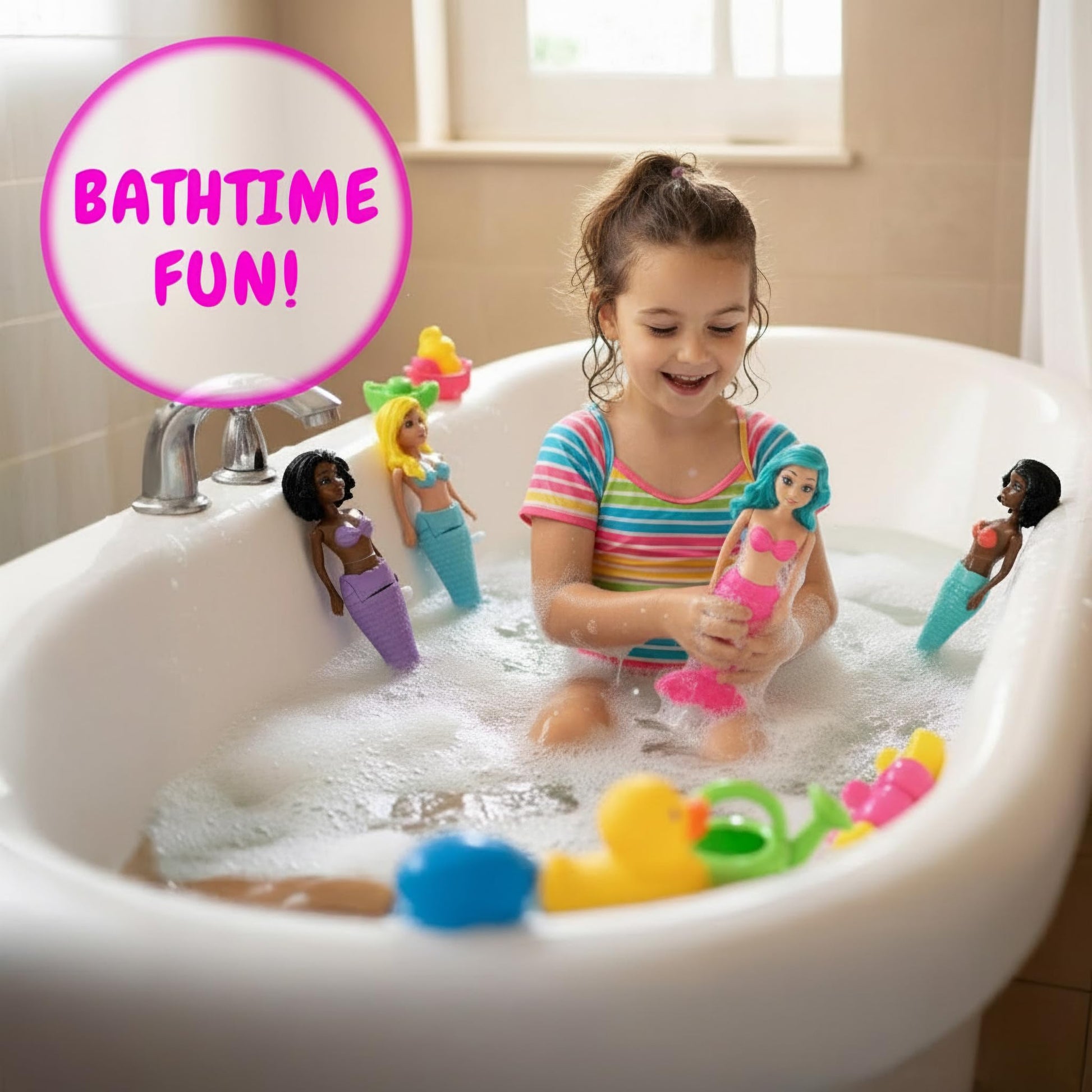 Kiddie Play Mermaid Bath Toys 4 Wind-Up Mermaid Dolls Pool Swim Toys for Kids Toddlers Mermaids Gifts for Girls