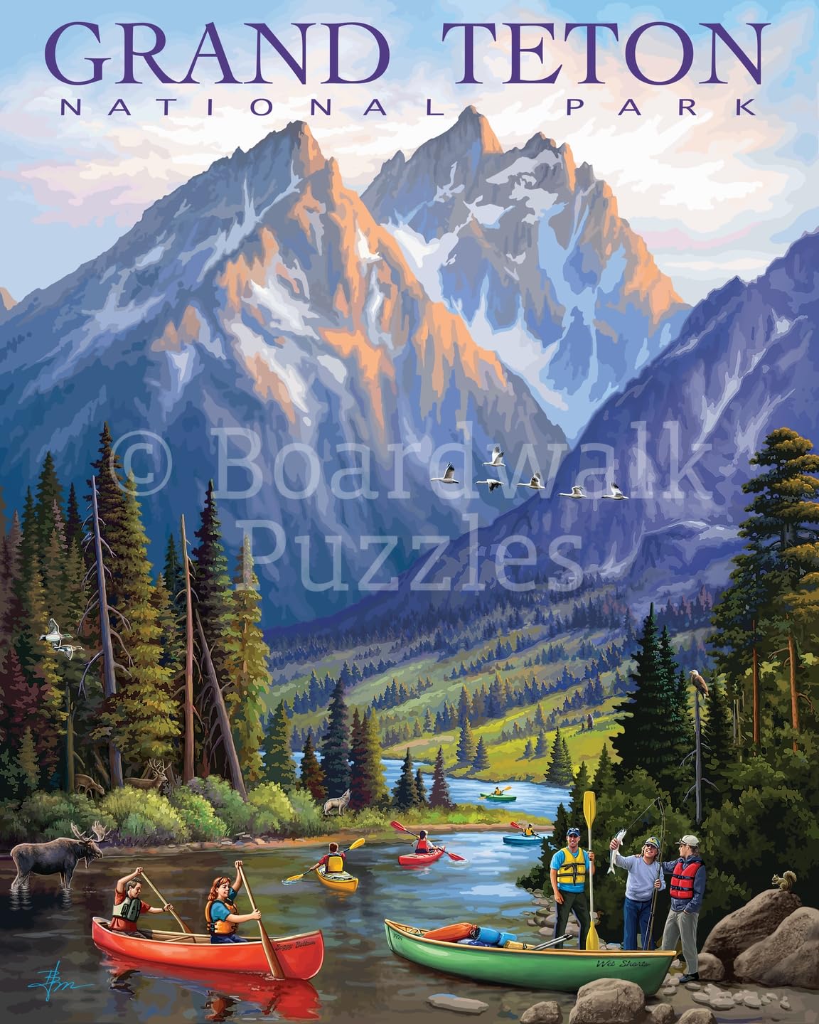 Boardwalk Grand Teton 500 Piece Jigsaw Puzzle Scenic Nature Wyoming Puzzles with Premium Box, Gift for Adults and Family 16"x20"