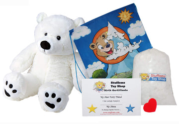 Stuffems Toy Shop Make Your Own Stuffed Animal 16" Tundra the Polar Bear - No Sew - Kit with Cute Backpack!
