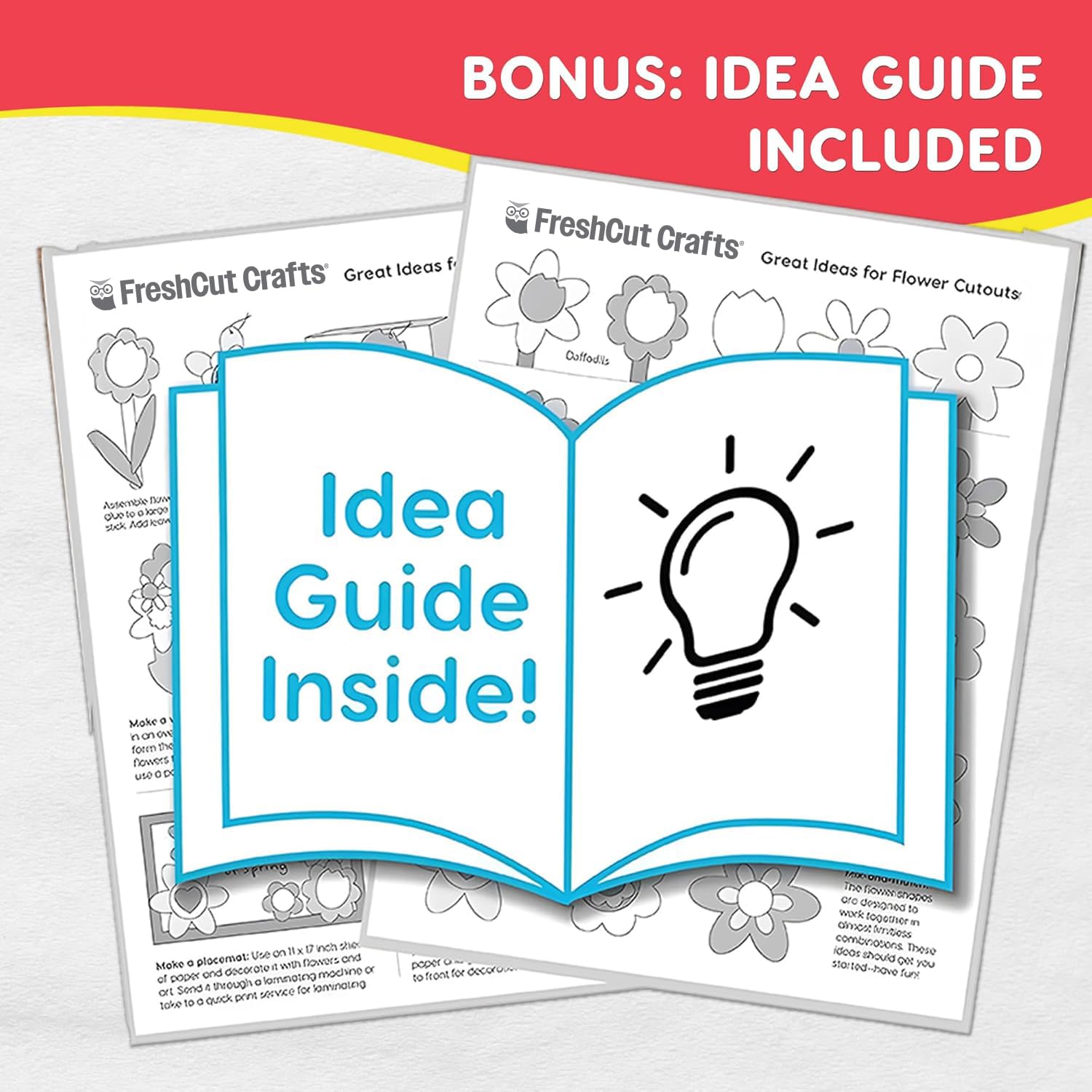 FreshCut Crafts: 280 Pieces of DIY Flower Cutouts with IDEA Guide - 2-Sided Punch Out Tulips, Daisies, Daffodils, Flowers Ideal for Spring Craft