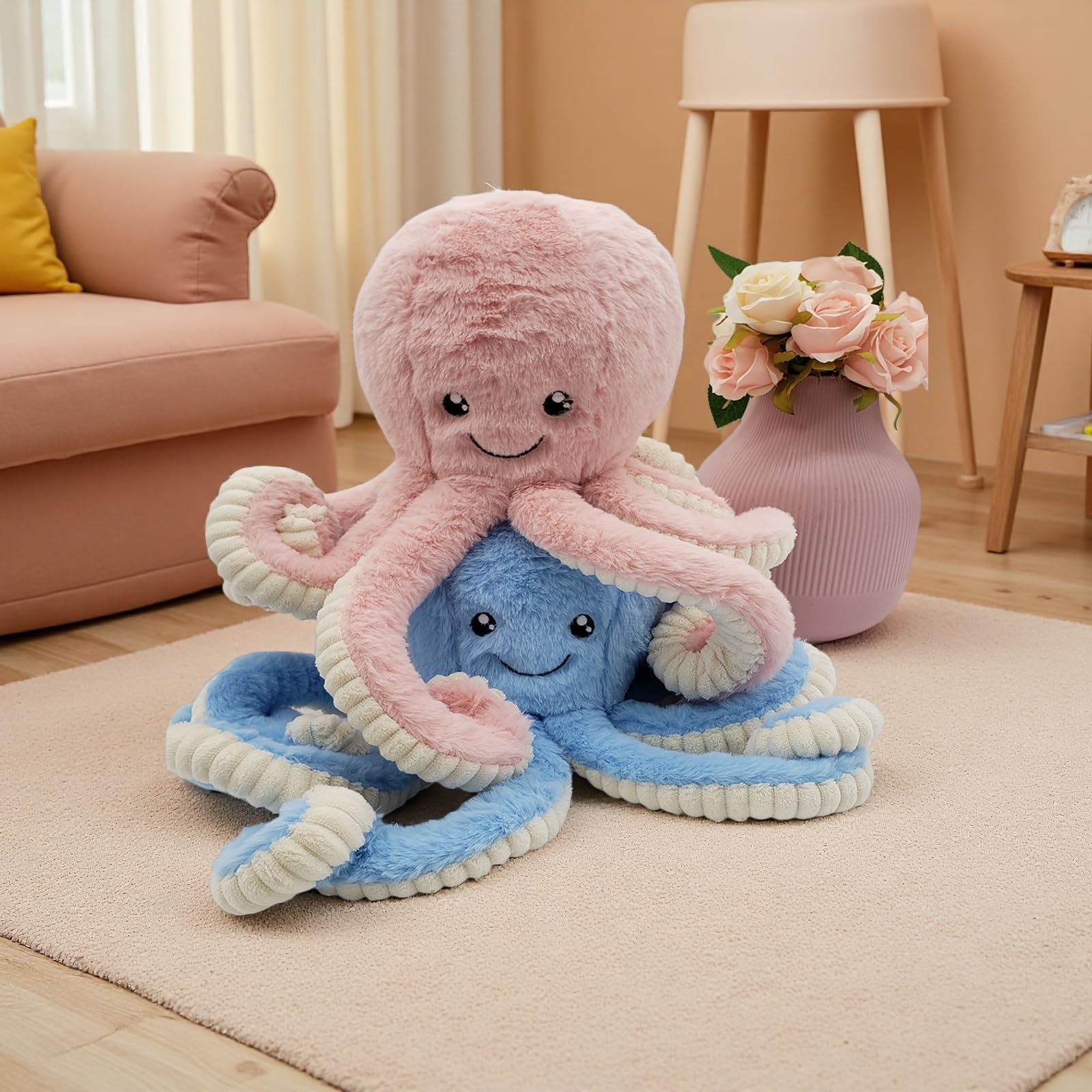 My Super Star Octopus Stuffed Animals, Octopus Plush Toys for Kids Girls Boys Friends Family Birthday Xmas Gift Present Sea Critters (Blue, Medium