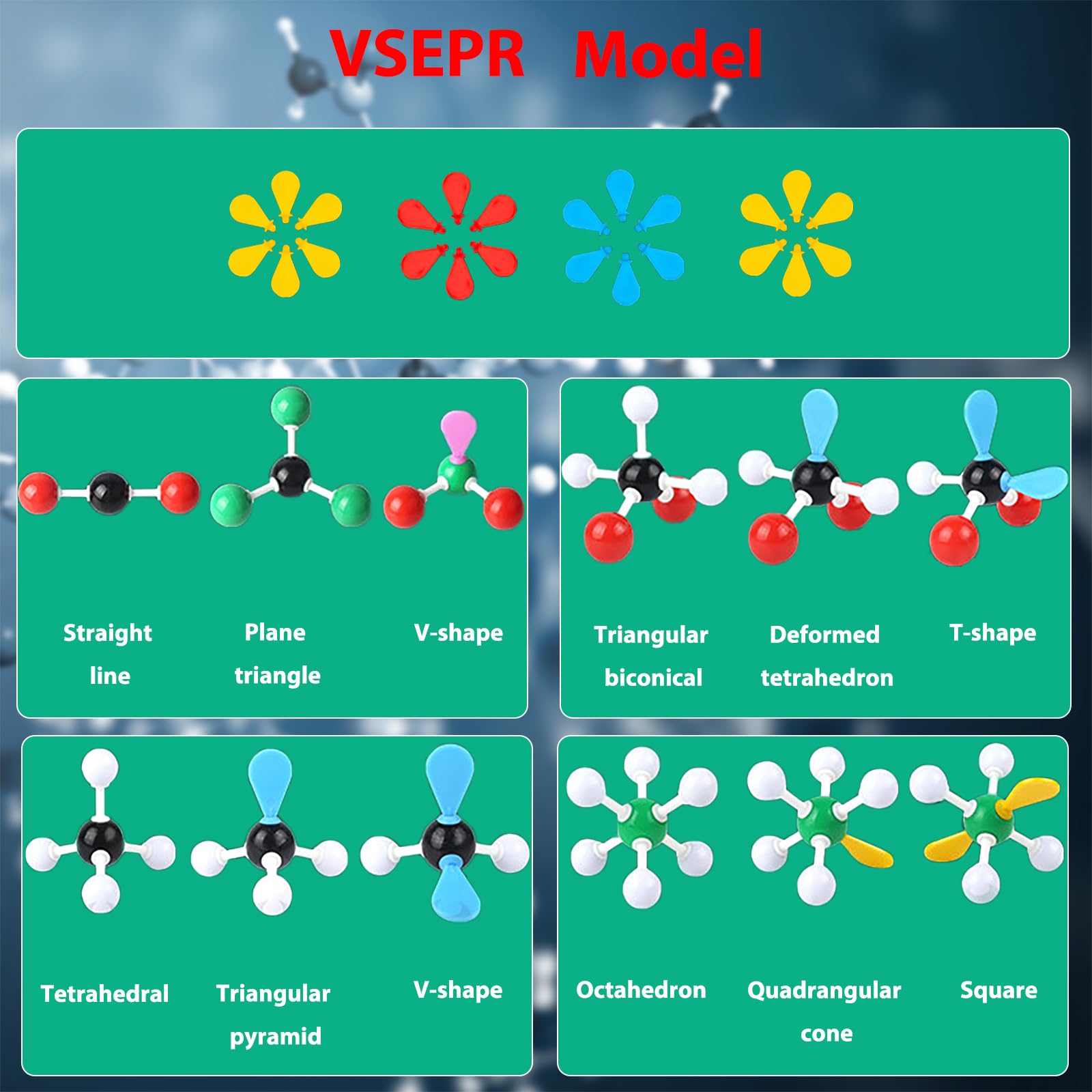 EXBEPE Chemistry Molecular Model Kit 452pc with C60,Educational Science Set Learning Chemistry Atoms,Bonds and Structures Teaching Aids School