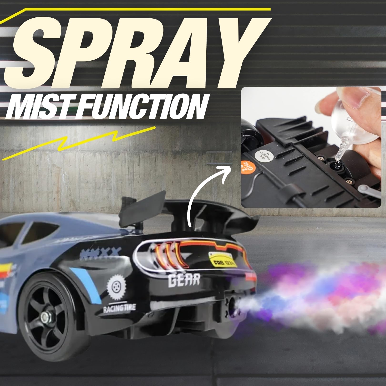 Liberty Imports RC Drift Car 1/16 2.4GHz 4WD Remote Control Sport Racing On-Road Vehicle with LED Light, Batteries and Drift Tires (Silver)