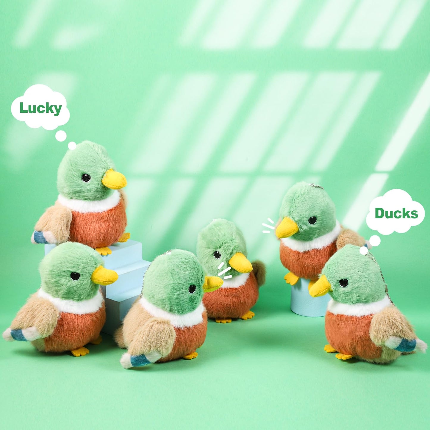 Niceup 12-Pack Small Mallard Duck Stuffed Plush Animals 4.5in One Lucky Duck Baby Shower Huntting Duck Party Favors Decoration Easter Basket Stuffer
