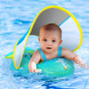No Flip Over Baby Pool Float with Canopy UPF50+ Sun Protection, Sponge Safety Support Bottom, Fun Gifts Water Toys Accessories Inflatable Baby Swim