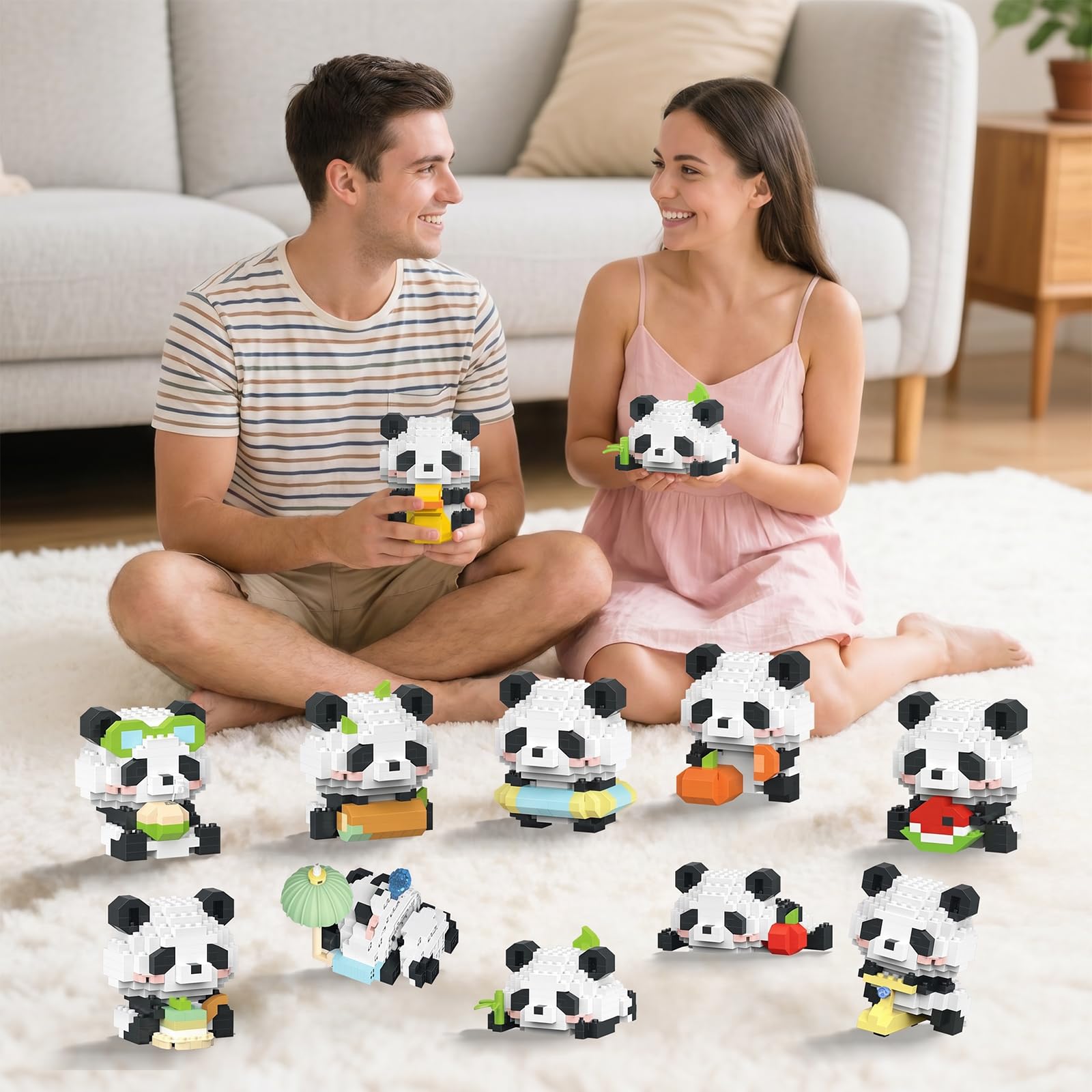 APENGBAOL Animals Building Block Sets,Micro Mini Animals Party Favors for Kids, Birthday Gift for Boy Girl,12 Pack Pandas