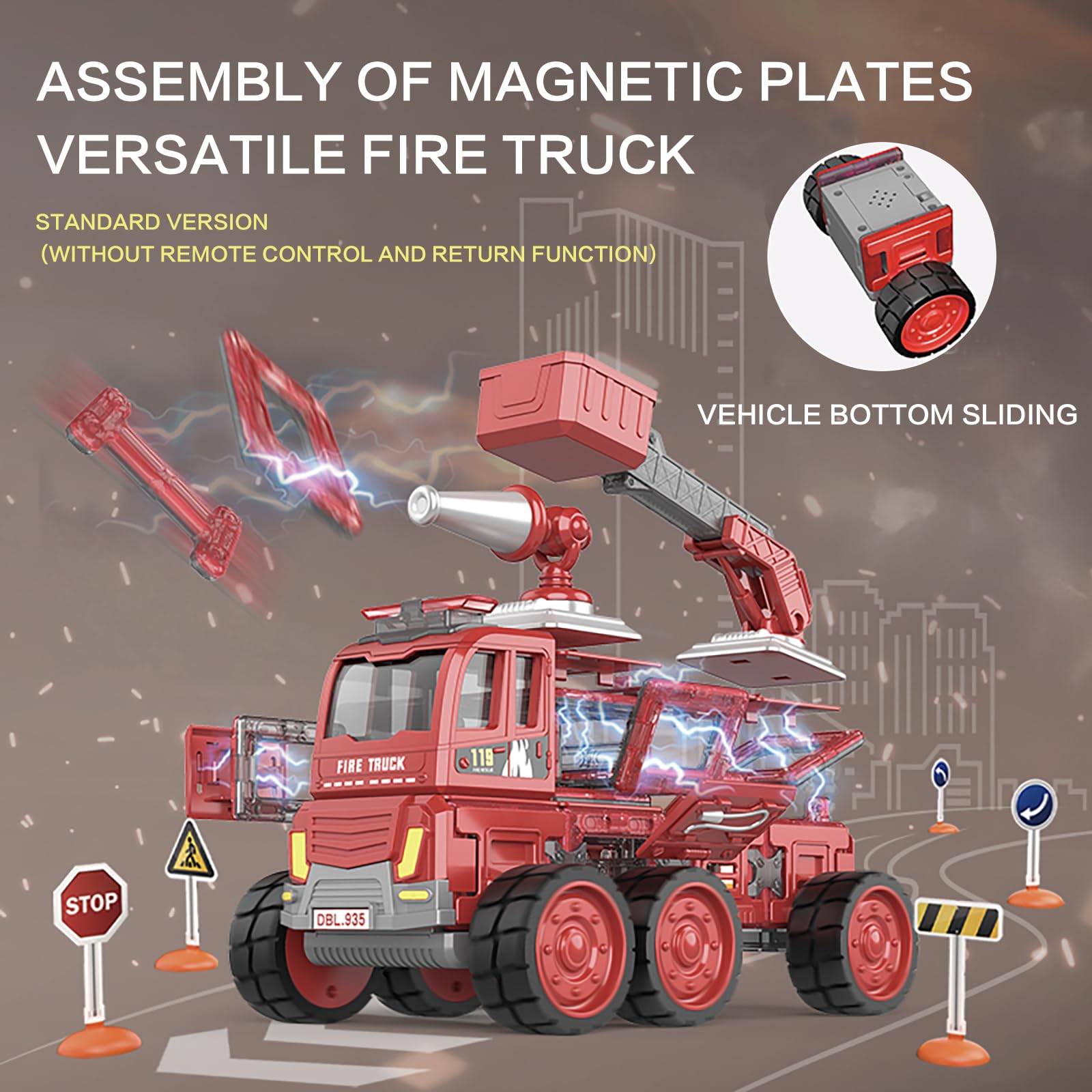 elecci Magnetic Tiles Car, 106PCS Magnetic Blocks Creativity Build Cars Toy, Learning Building Block for 3-12y Kids. (Red Storage Box -105PCS)