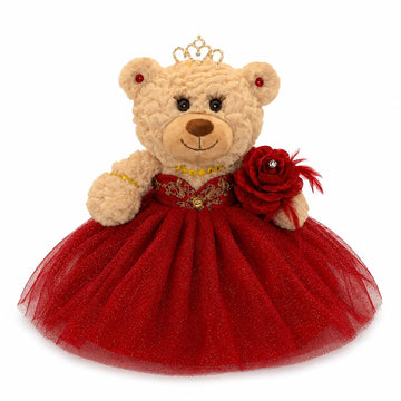 12" Quinceañera Bear Centerpiece Doll w/ Elegant Layered Tulle Dress, Adjustable Stand Included - Quinceanera Decorations Gift, Oso de Peluche para 15