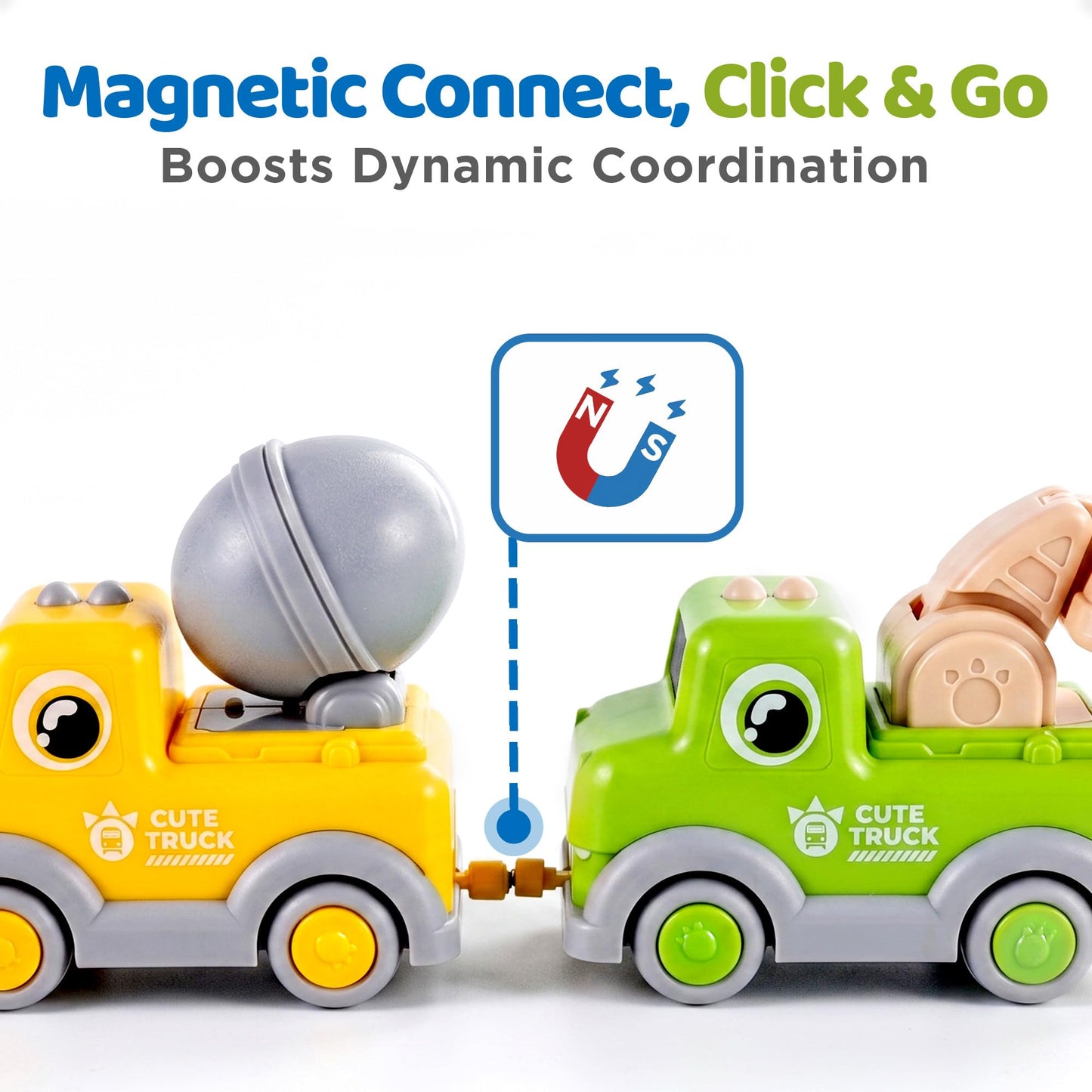 iPlay, iLearn Toddler Train Toy Set for Ages 1-3, 2-4, Kids Electronic Steam Train Tracks, Magnetic Construction Trucks, Light Sound Musical Choo Choo