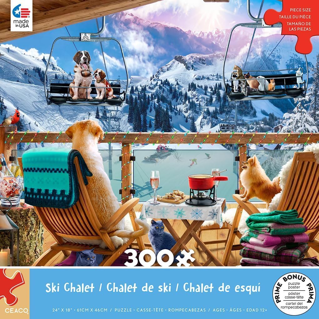 Ceaco - Ski Chalet - 300 Large Piece Jigsaw Puzzle for Adults