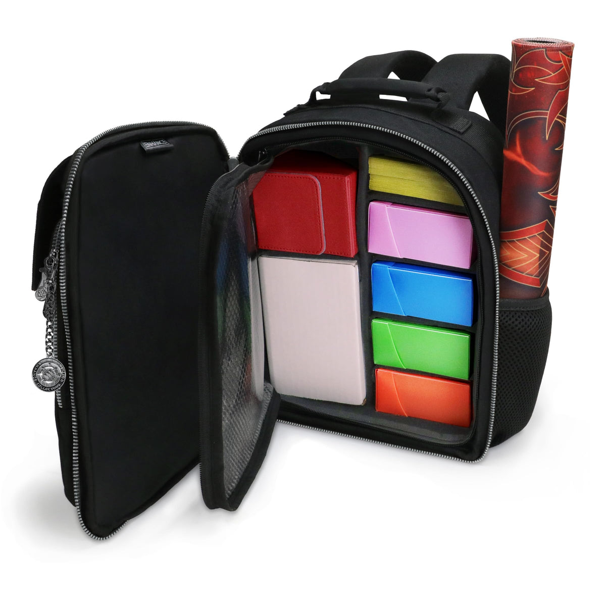 ENHANCE Collector's Edition Small Card Backpack - Card Defender Screen, Storage for Dice Bag, Deck Boxes - TCG Backpack with Playmat Holder