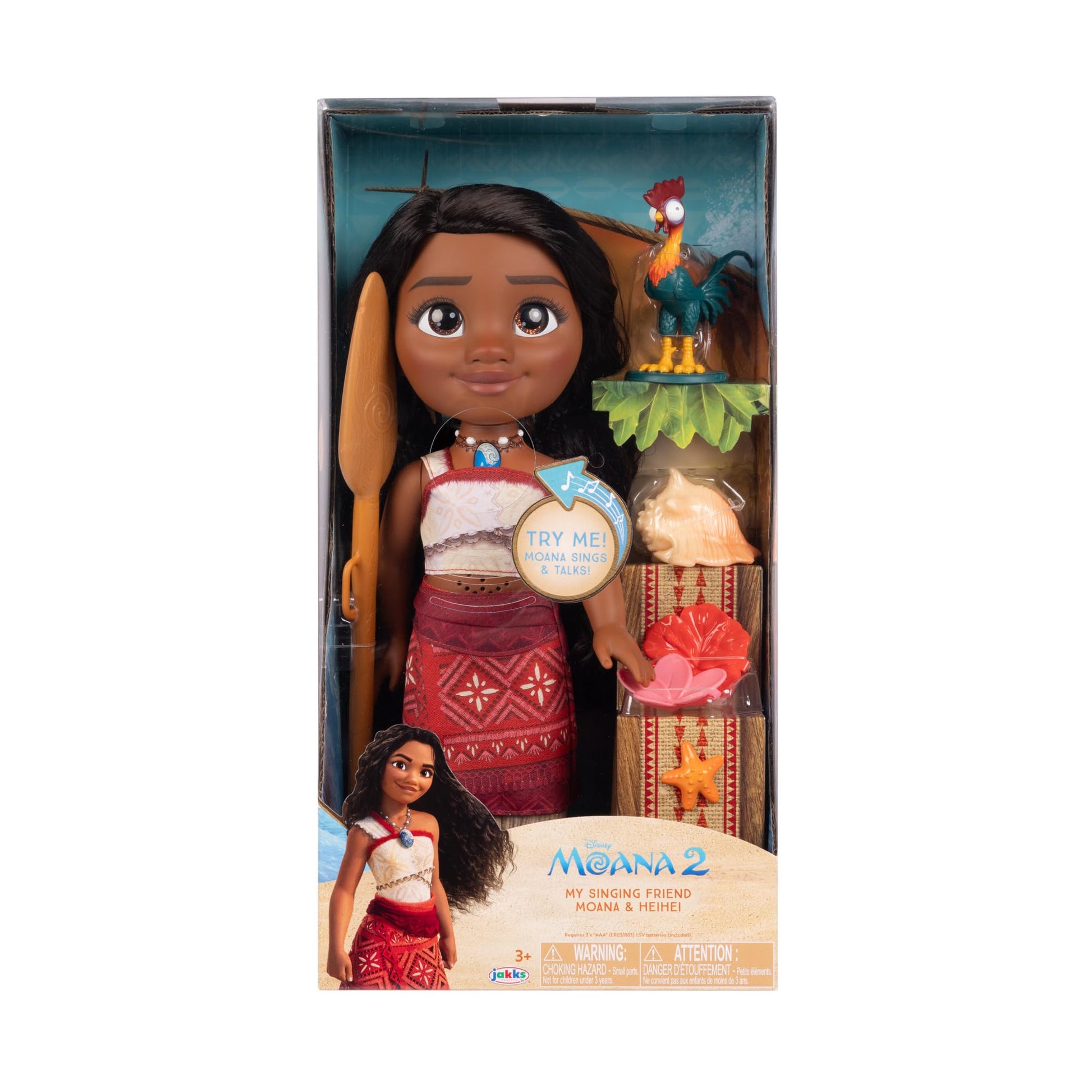 Disney Moana 2 My Singing Friend Moana Doll & Heihei Figure Playset for Girls Officially Licensed by Disney, Great Birthday Gift for Kids Girls