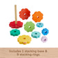 Fisher-Price Wood Toddler Toy Ring Stacker, 10-Piece Wooden Stacking Activity for Fine Motor Skills Play Kids Ages 18+ Months