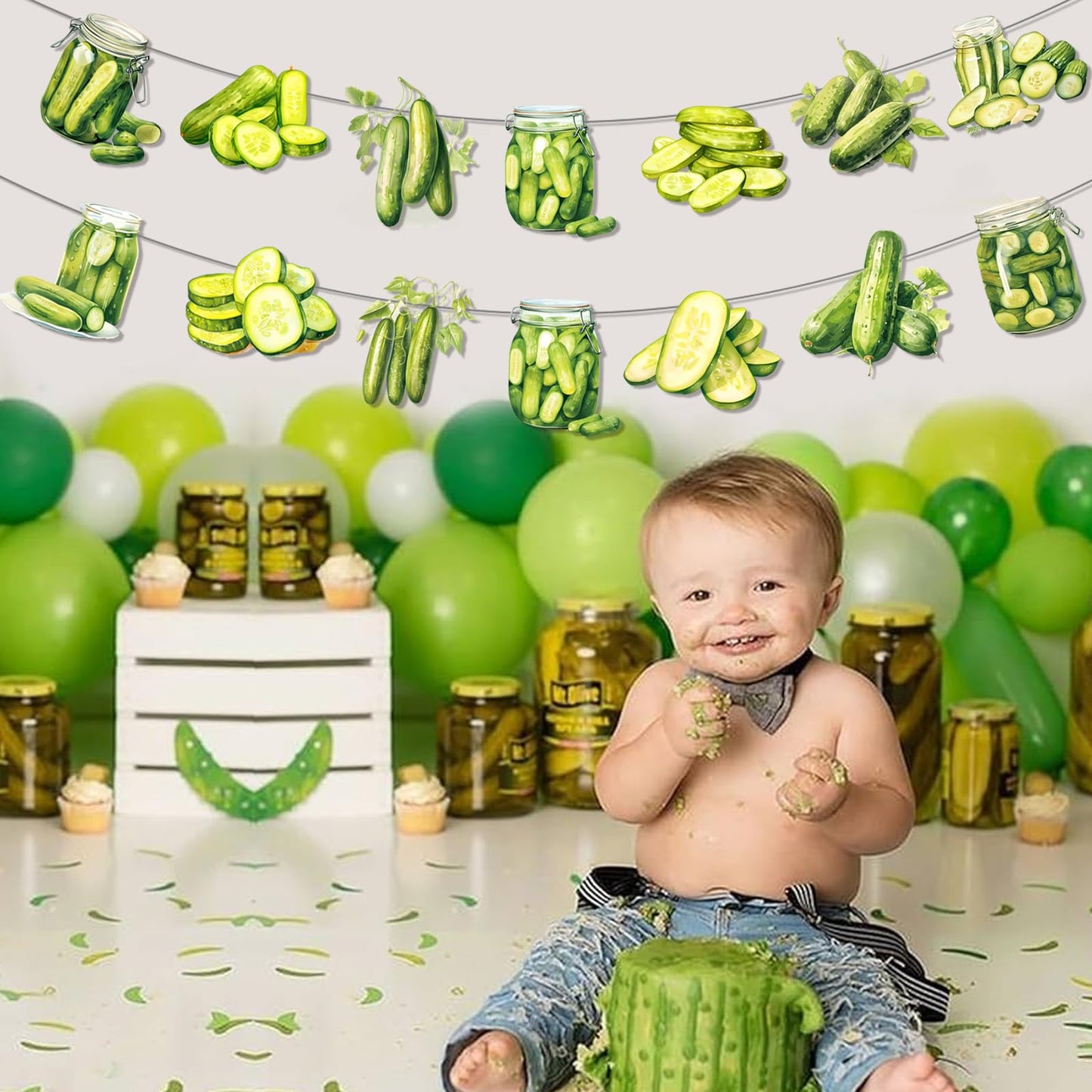 Pickle Birthday Banner: Pickle Party Decorations Funny Pickle Garland Party Supplies, Cartoon Funny Fruit Cucumber for Pickle Birthday Party