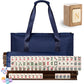MUTEX American Mahjong Game Set, 166 Premium Mahjong Tile Set with Traveler Size Stylish Blue Carrying Bag, Western Mahjong Set with 4-Piece Walnut
