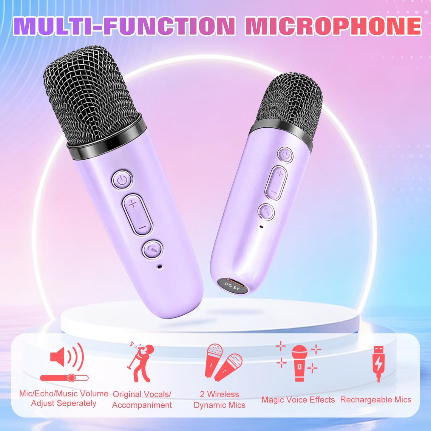 Portable Karaoke Machine for Kids: Children Toy Girl Ages 3-12 Gift(Purple)
