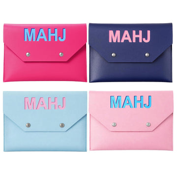 Eccentfit 4-Pack Leather Mahjong Card Holder for Mahjong NMJL Rule Cards & Mahjong Shuffler Cards, Protective Envelope Bag for Mahjong Card, Mahj