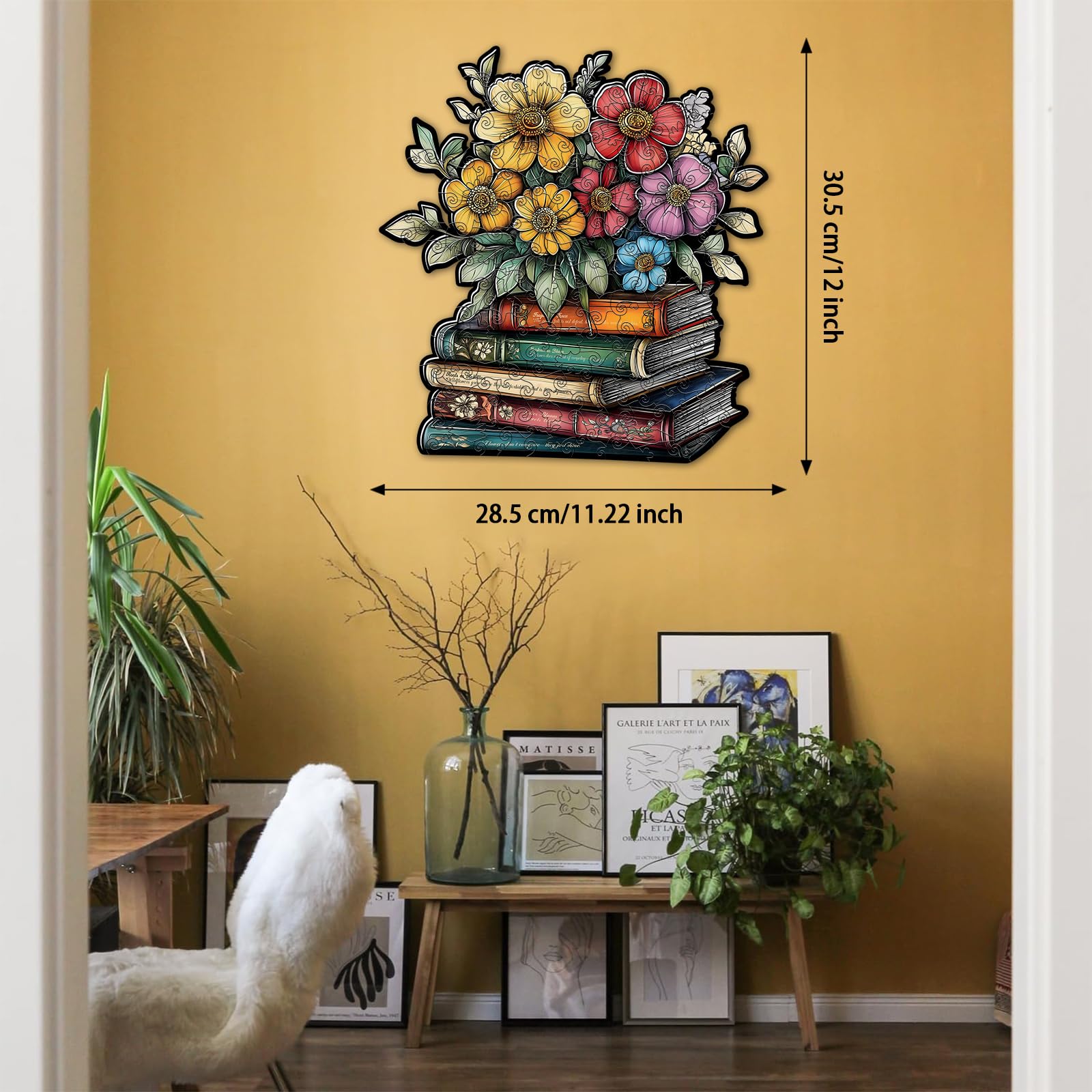 Wooden Wildflowers Pages Puzzles for Adults 160 Pieces, Wood Flower Book Literary Blossom Jigsaw Puzzle, Plant Floral Art Themed Puzzles for Adults