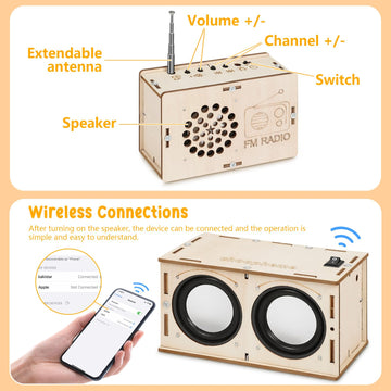 Stem Projects Toys for Boys age 8-12 12-14 Science Kit Building Own Bluetooth Speaker & FM Radio DIY Electronics Kit Science Experiments Kid 9-12 Boy