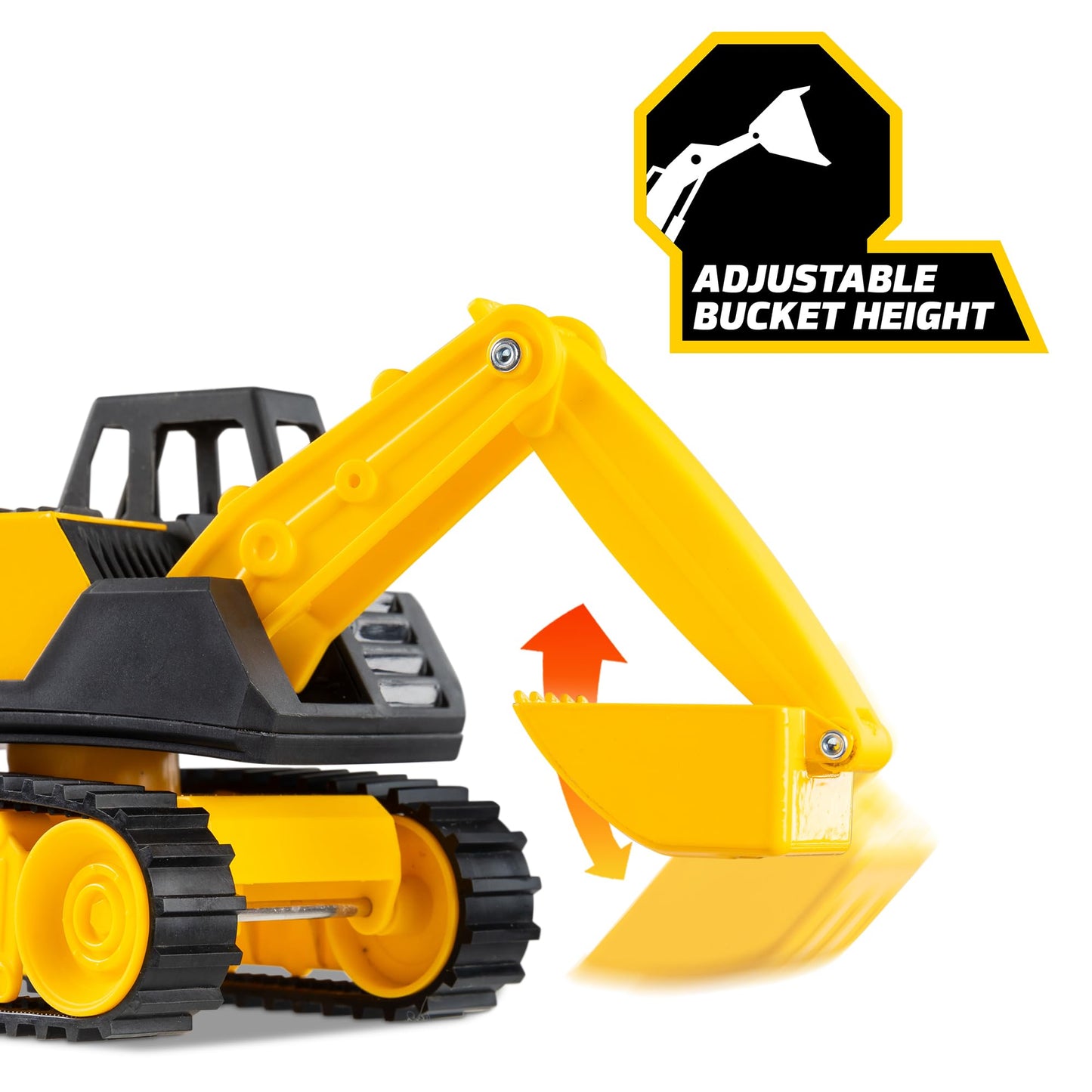 Basic Fun Tonka Mini Steel Classics Excavator - Steel Construction, Movable Grappling Basket, Riding Caterpillars, Classic Yellow Design - Perfect