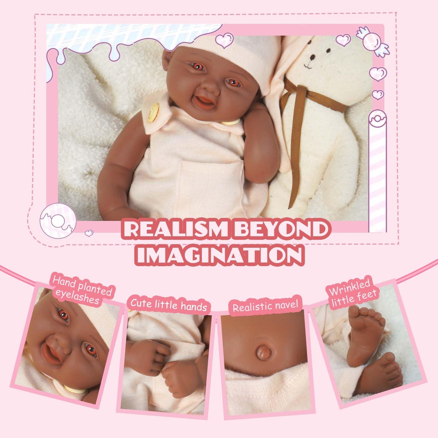 AuroraVita 17 Inch Girl Reborn Baby Dolls that Lifelike,Full Body Silicone Not Vinyl,Hand Painted Realistic Smiling Newborn Baby Doll Gift for Kids 3+