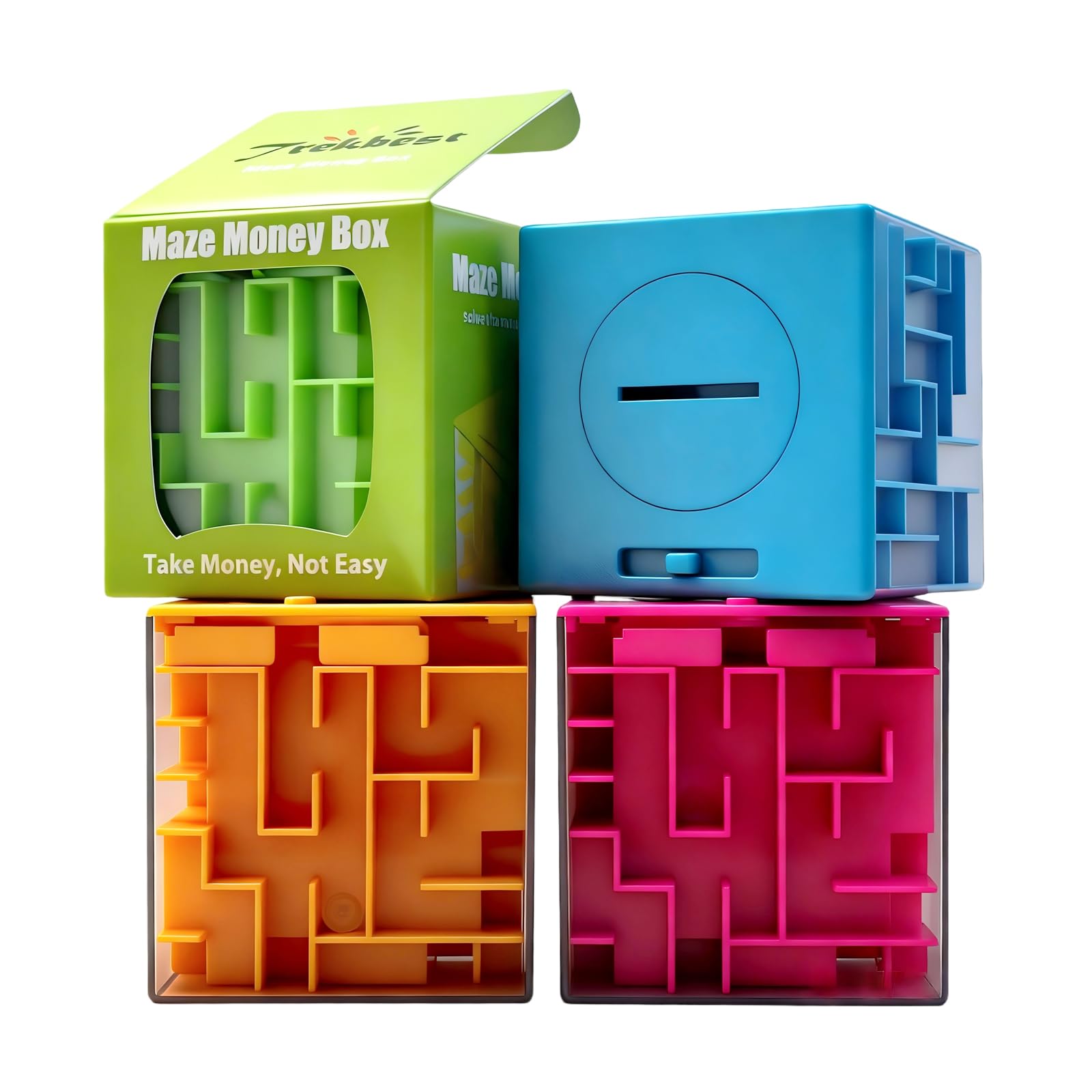 4-Pack Money Maze Puzzle Box - Fun Educational Brain Teaser for Kids Adults