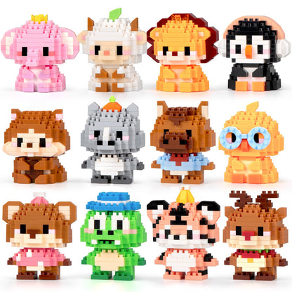 IBLOTIME Party Favors Micro Animal Building Sets Easter 12 Pack Punch Box Surprise Mini Builds Goodie Bag Stuffers Gift Christmas Birthday Ages 14+