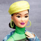 Barbie BMR1959 Fully Poseable Fashion Doll, Brunette, in Neon Motocross Dress, Denim Jacket and Beret, with Accessories and Doll Stand