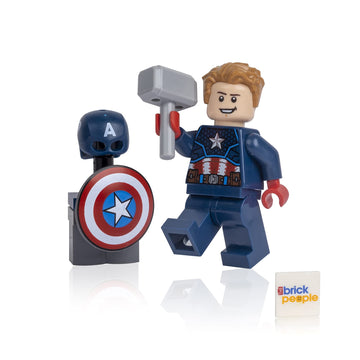 LEGO Superheroes: Captain America Minifigure with Shield, Stand and Hammer (Mjolnir)