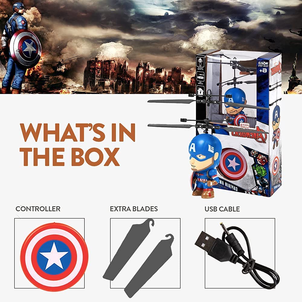 Marvel Captain America 3.5-Inch Big Head UFO Helicopter, Hand-Controlled