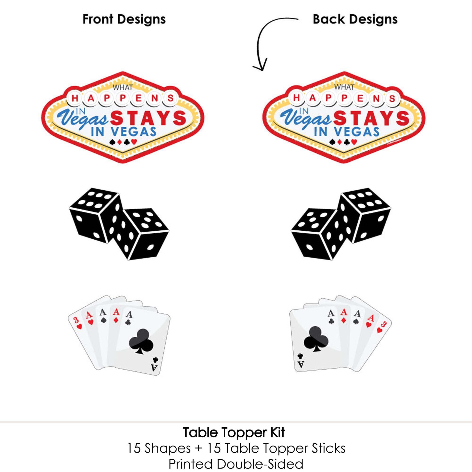 Big Dot of Happiness Las Vegas - Casino Party Centerpiece Sticks - Table Toppers - Set of 15